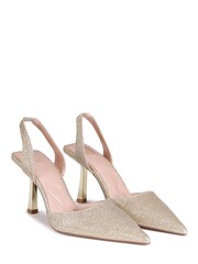 Linzi Gold Fenella Glitter Sling Back Court Style Heel With Chrome Heel - Image 3 of 4