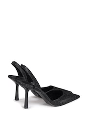 Linzi Black Fenella Glitter Sling Back Court Style Heel With Chrome Heel - Image 4 of 4