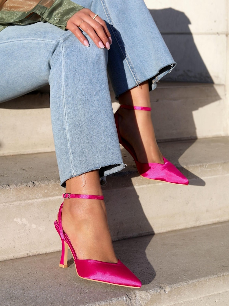 Linzi Pink Chrishell Court Heel With Wrap Around Ankle Strap - Image 1 of 4 Linzi Pink Chrishell Court Heel With Wrap Around Ankle Strap - Image 1 of 4
