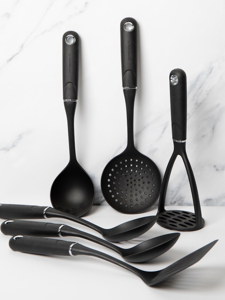 Masterclass Set of 6 Black Non-Slip Nylon Kitchen Utensil - Image 1 of 3 Masterclass Set of 6 Black Non-Slip Nylon Kitchen Utensil - Image 1 of 3