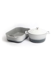 Masterclass Set of 2 Grey Casserole Dish & 1 Roasting Pan - Image 2 of 2