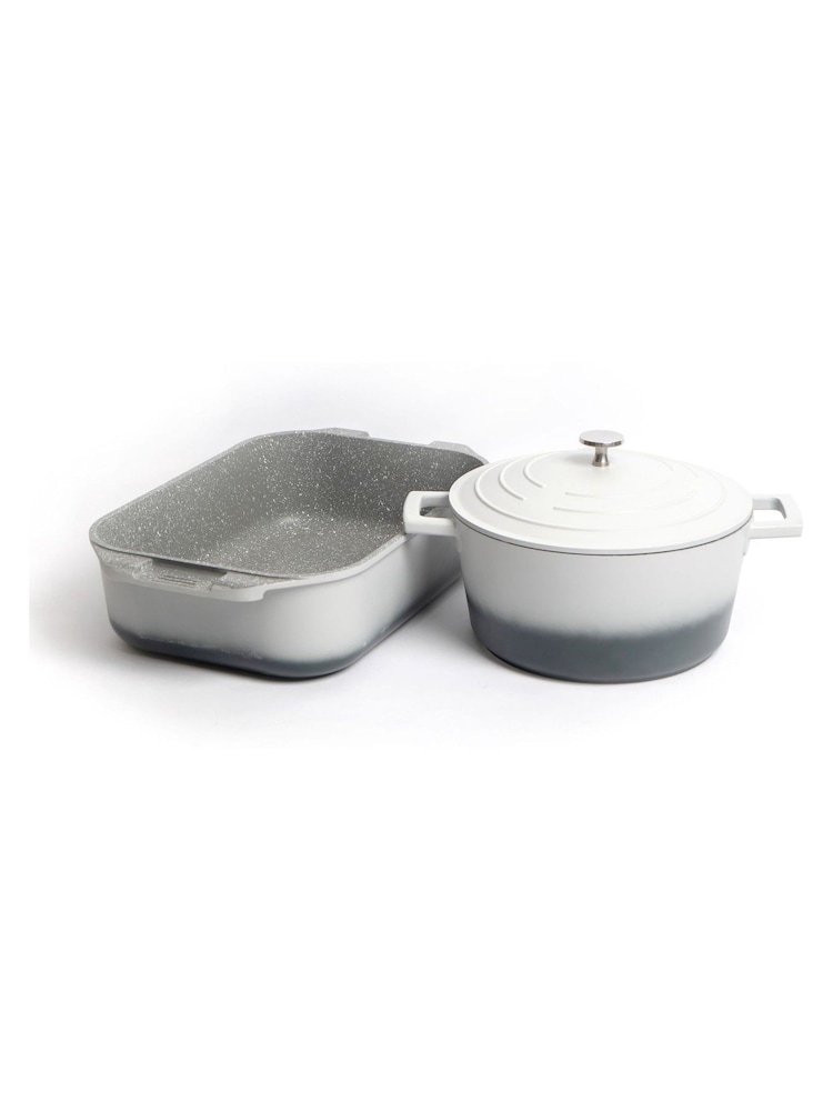 Masterclass Set of 2 Grey Casserole Dish & 1 Roasting Pan - Image 2 of 2 Masterclass Set of 2 Grey Casserole Dish & 1 Roasting Pan - Image 2 of 2