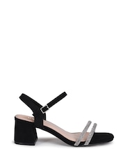 Linzi Black Bunty Block Heeled Sandal With Diamante Trim - Image 2 of 4