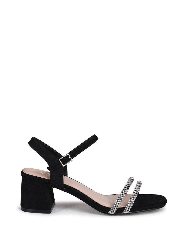 Linzi Black Bunty Block Heeled Sandal With Diamante Trim - Image 2 of 4