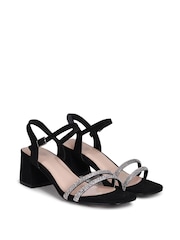 Linzi Black Bunty Block Heeled Sandal With Diamante Trim - Image 3 of 4