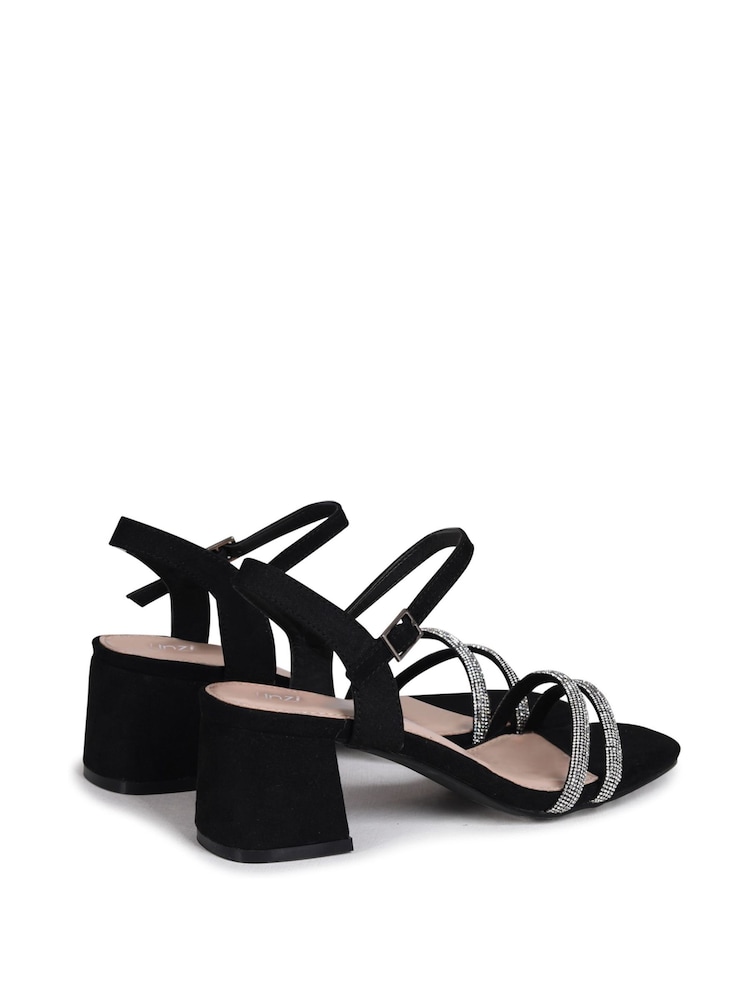 Linzi Black Bunty Block Heeled Sandal With Diamante Trim - Image 4 of 4