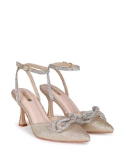 Linzi Gold Beatrice Pointed Mule With Embellished Bow Trim - Image 3 of 4