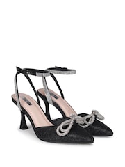 Linzi Black Beatrice Pointed Mule With Embellished Bow Trim - Image 3 of 4