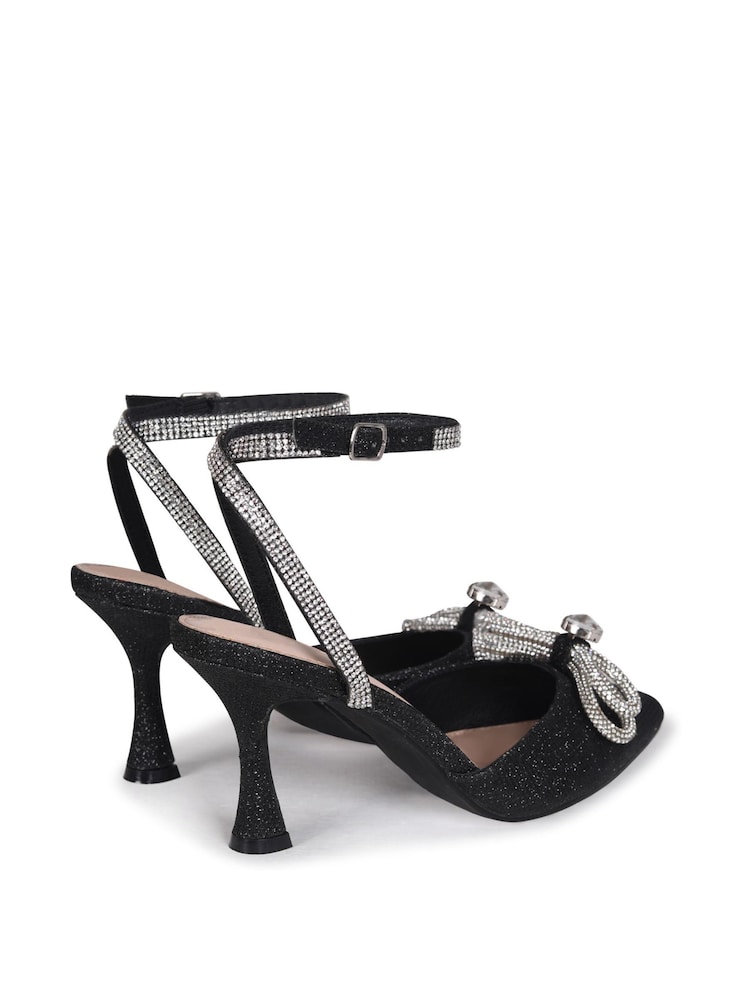 Linzi Black Beatrice Pointed Mule With Embellished Bow Trim - Image 4 of 4