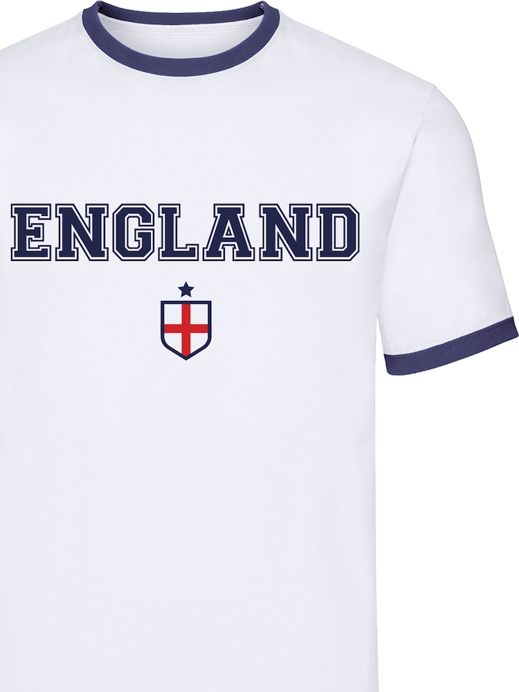 Brands In White/Navy England Crest Football Ringer T-Shirt - Image 2 of 2 Brands In White/Navy England Crest Football Ringer T-Shirt - Image 2 of 2