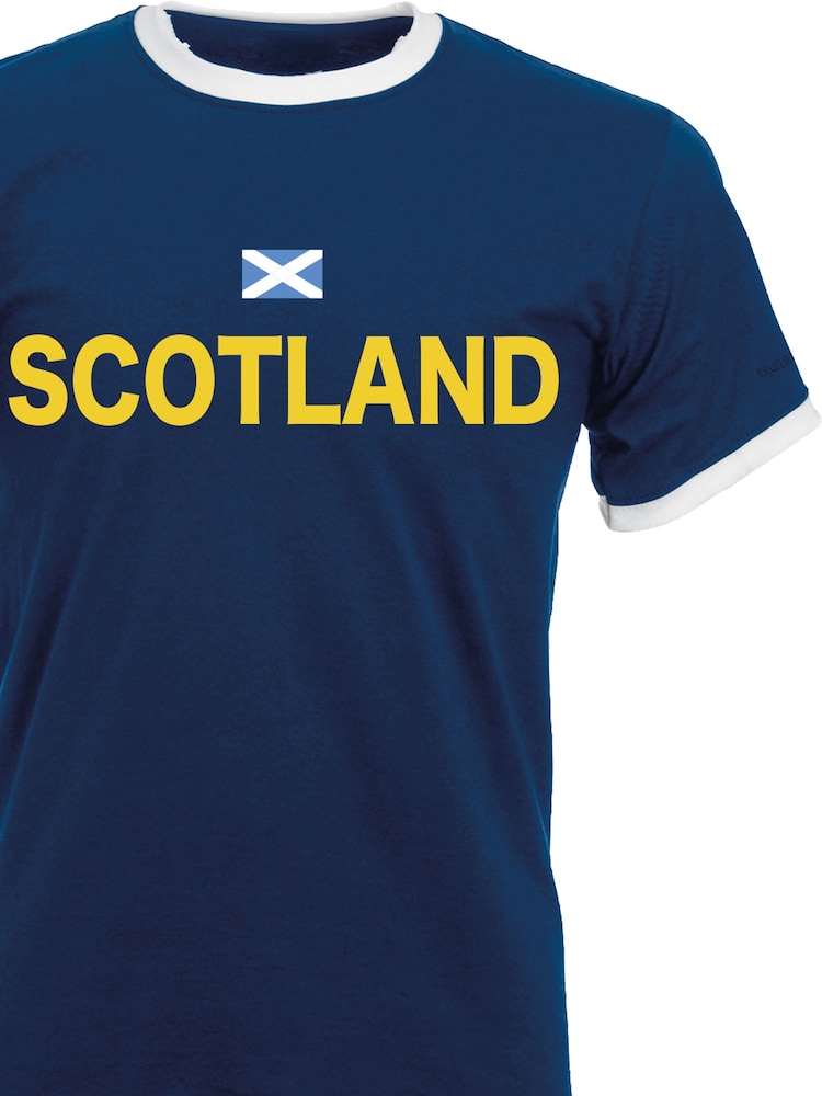 Brands In Navy/White Scotland Flag Football Ringer T-Shirt - Image 2 of 2 Brands In Navy/White Scotland Flag Football Ringer T-Shirt - Image 2 of 2