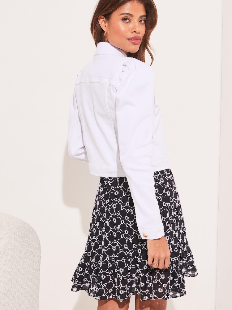 Lipsy White PUff Sleeve Denim Jacket - Image 2 of 4