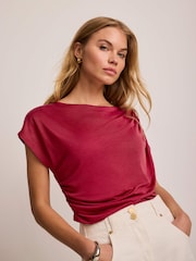 Mint Velvet Red Drape Detail Top - Image 1 of 7