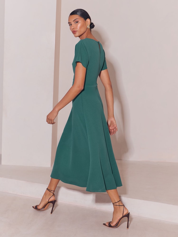 Lipsy Teal Blue Side Knot Short Sleeve Midi Dress - Image 5 of 5