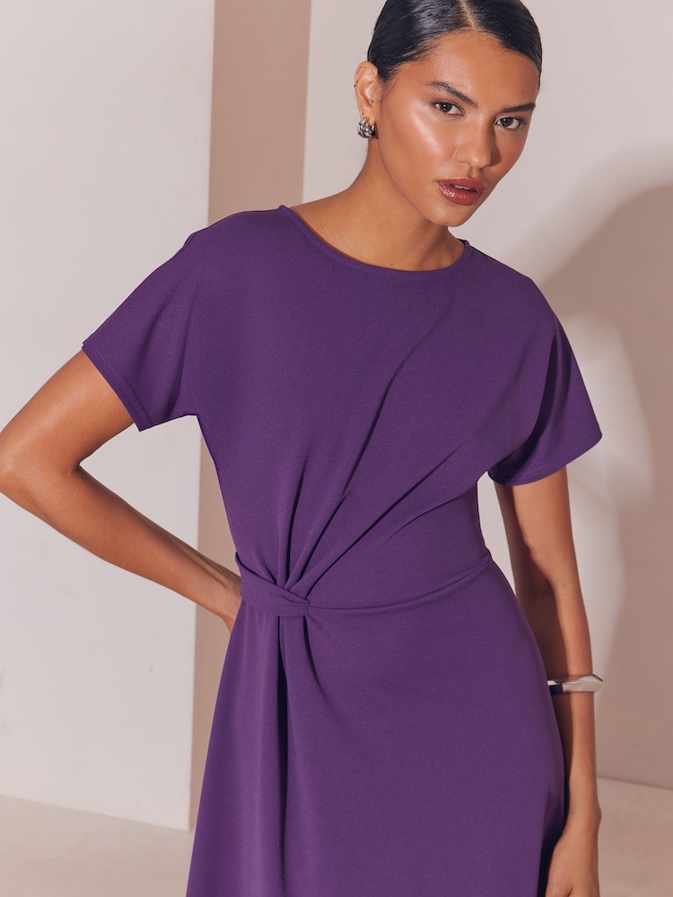 Lipsy Purple Side Knot Short Sleeve Midi Dress - Image 2 of 4