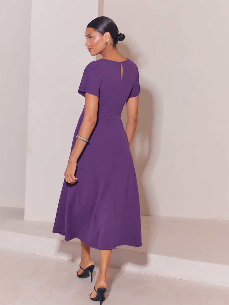 Lipsy Purple Side Knot Short Sleeve Midi Dress - Image 4 of 4