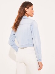 Lipsy Pale Blue Crop Denim Jacket - Image 3 of 4