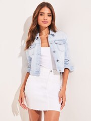 Lipsy Pale Blue Crop Denim Jacket - Image 4 of 4