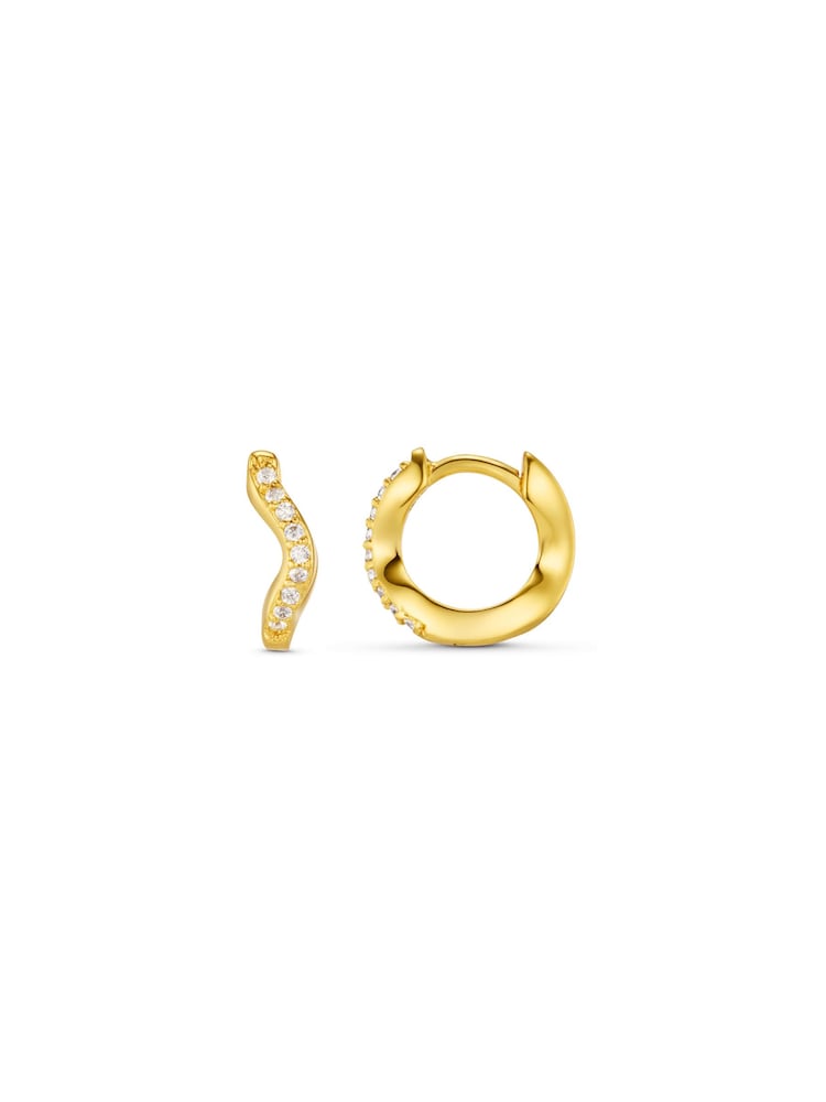Orelia London Gold Tone Fine Pavé Wave Micro Hoop Earrings - Image 1 of 2 Orelia London Gold Tone Fine Pavé Wave Micro Hoop Earrings - Image 1 of 2