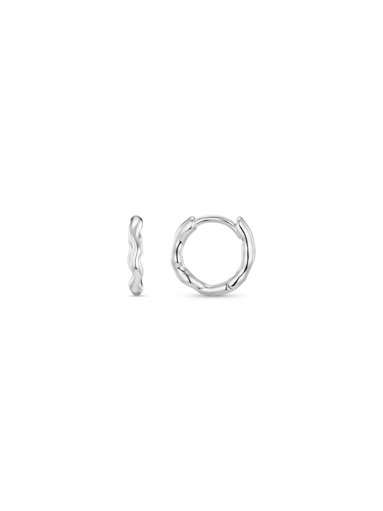 Orelia London Silver Tone Round Wave Huggie Hoop Earrings Silver - Image 1 of 2 Orelia London Silver Tone Round Wave Huggie Hoop Earrings Silver - Image 1 of 2