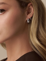 Orelia London Silver Tone Round Wave Huggie Hoop Earrings Silver - Image 2 of 2