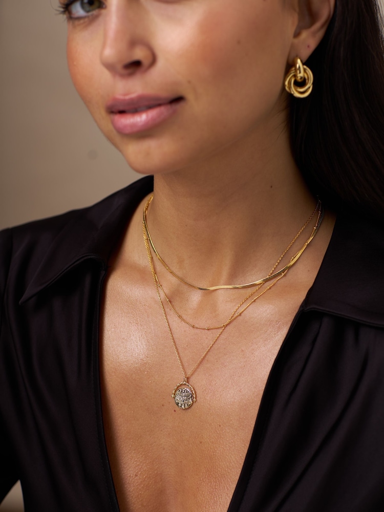 Orelia London Gold Tone Flat Snake Chain Necklace - Gold - Image 1 of 2 Orelia London Gold Tone Flat Snake Chain Necklace - Gold - Image 1 of 2