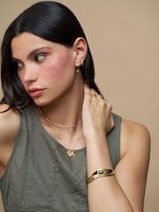 Orelia London Gold Tone Semi-Precious Green Jade Cuff Bracelet - Image 1 of 4