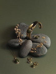 Orelia London Gold Tone Semi-Precious Green Jade Cuff Bracelet - Image 3 of 4