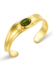 Orelia London Gold Tone Semi-Precious Green Jade Cuff Bracelet - Image 4 of 4