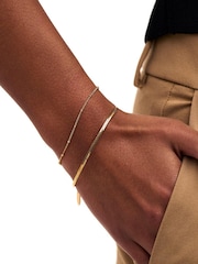 Orelia London Gold Tone Satellite & Flat Curb Bracelet Duo - Gold - Image 2 of 2