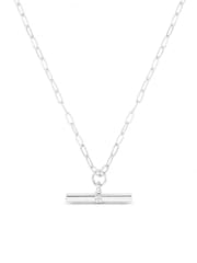 Orelia London 925 Sterling Silver Plated Chunky T-Bar Mid Length Necklace - Image 2 of 2