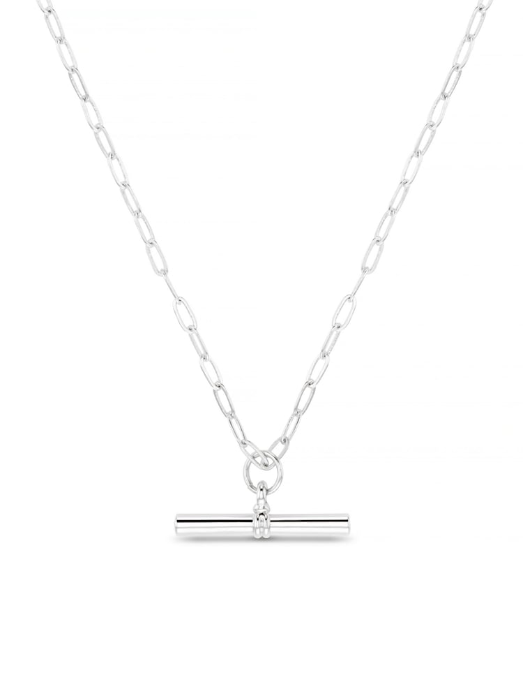 Orelia London 925 Sterling Silver Plated Chunky T-Bar Mid Length Necklace - Image 2 of 2 Orelia London 925 Sterling Silver Plated Chunky T-Bar Mid Length Necklace - Image 2 of 2