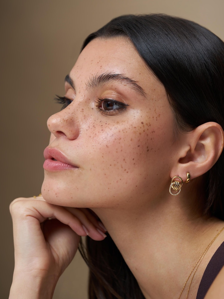 Orelia London Gold Tone Interlocking Halo Pavé Earrings - Image 1 of 2 Orelia London Gold Tone Interlocking Halo Pavé Earrings - Image 1 of 2
