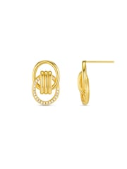 Orelia London Gold Tone Interlocking Halo Pavé Earrings - Image 2 of 2