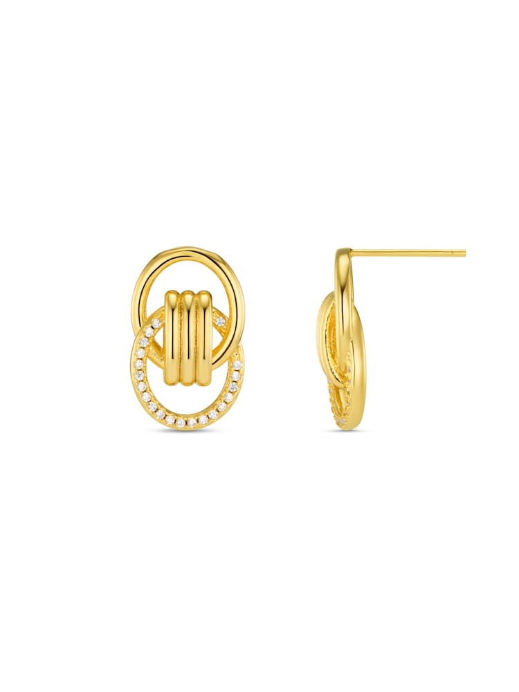 Orelia London Gold Tone Interlocking Halo Pavé Earrings - Image 2 of 2 Orelia London Gold Tone Interlocking Halo Pavé Earrings - Image 2 of 2