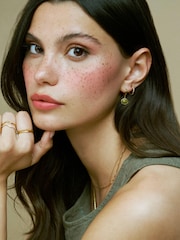 Orelia London Gold Tone Semi-Precious Green Jade Micro Hoop Earrings - Image 3 of 4