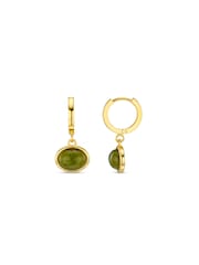 Orelia London Gold Tone Semi-Precious Green Jade Micro Hoop Earrings - Image 4 of 4