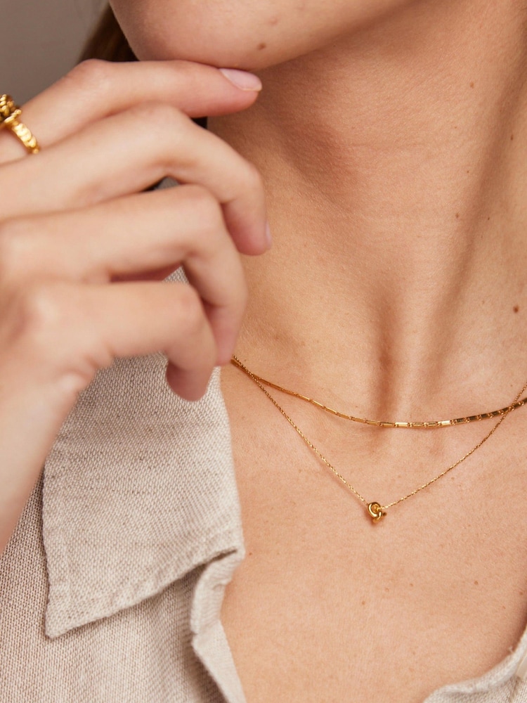 Orelia London Gold Tone Mini Knot Fine Collar Necklace - Gold - Image 1 of 2 Orelia London Gold Tone Mini Knot Fine Collar Necklace - Gold - Image 1 of 2