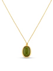 Orelia London Gold Tone Semi-Precious Green Jade Necklace - Image 2 of 4