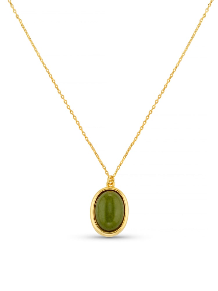 Orelia London Gold Tone Semi-Precious Green Jade Necklace - Image 2 of 4