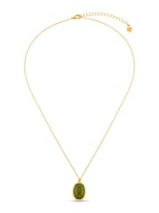 Orelia London Gold Tone Semi-Precious Green Jade Necklace - Image 3 of 4