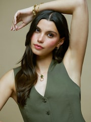 Orelia London Gold Tone Semi-Precious Green Jade Necklace - Image 4 of 4