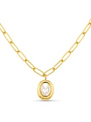 Orelia Luxe Gold Tone Waterproof Luxe Crystal Pendant Chain Link Necklace - Image 2 of 3