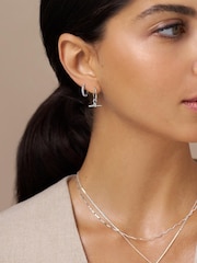 Orelia London Silver Tone Dainty T-Bar Knot Hoop Earrings - Image 1 of 1