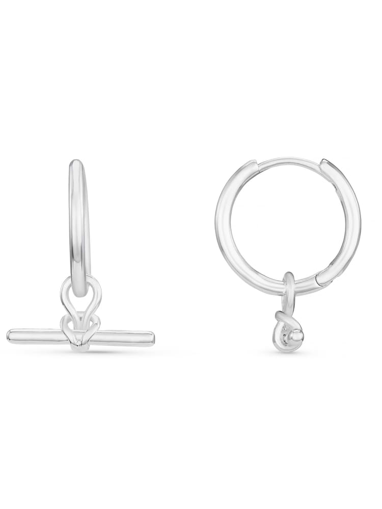 Orelia London Silver Tone Dainty T-Bar Knot Hoop Earrings - Image 2 of 2