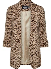 Pieces Leopard Print Relaxed Ruched Sleeve Workwear Blazer - Image 5 of 5