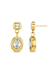 Orelia Luxe Gold Tone Waterproof Luxe Double Crystal Drop Earrings - Image 1 of 4