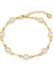 Orelia London Gold Tone Pearl & Bar Link Chain Bracelet - Image 1 of 1