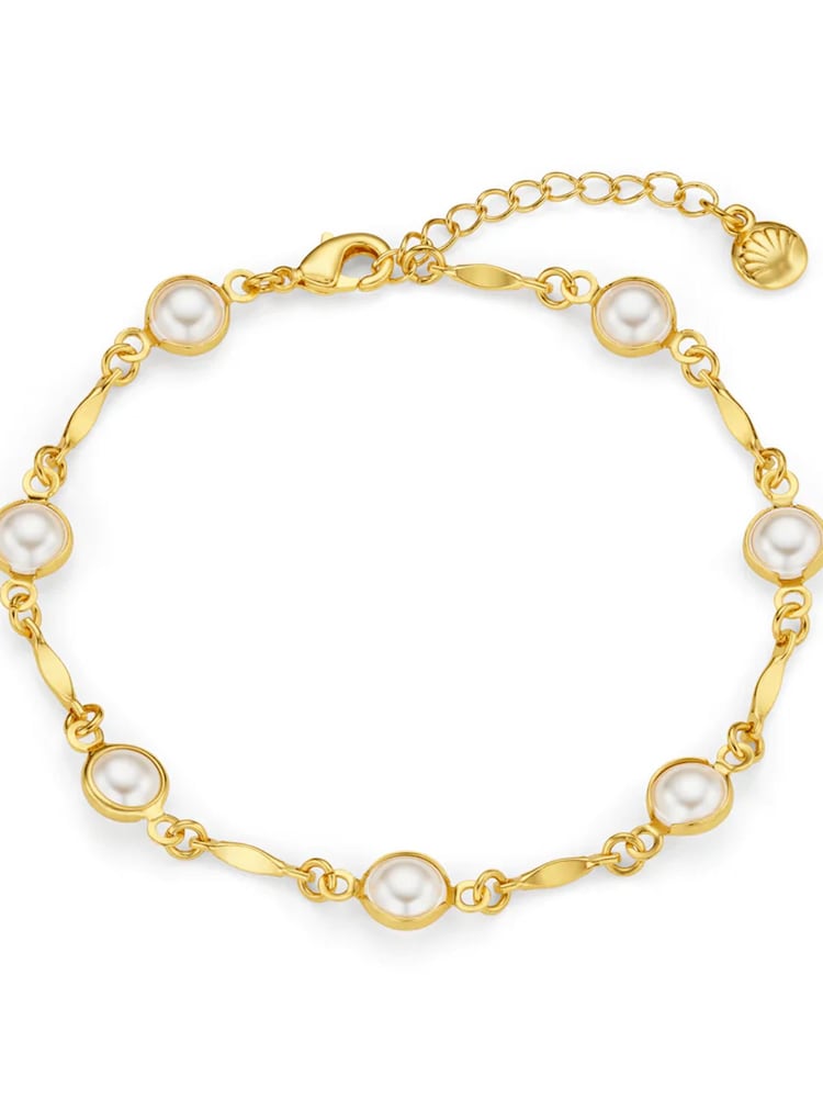 Orelia London Gold Tone Pearl & Bar Link Chain Bracelet - Image 1 of 1 Orelia London Gold Tone Pearl & Bar Link Chain Bracelet - Image 1 of 1