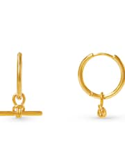 Orelia London Gold Tone Dainty T-Bar Knot Hoop Earrings - Image 2 of 2